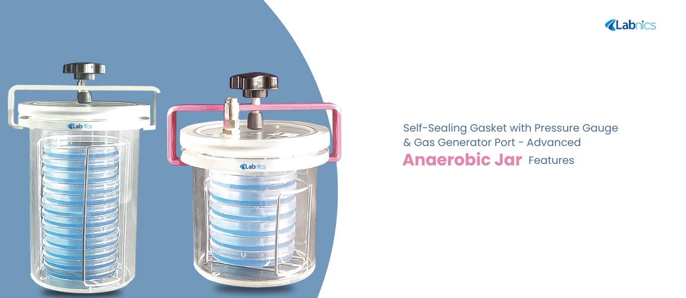 Self Sealing Gasket with Pressure Gauge Gas Generator Port Advanced Anaerobic Jar Features